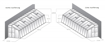 Vario Stahl Anlehngewächshaus Domus 6 Nörpelglas BxL 212x601cm 12,7m² anthrazit