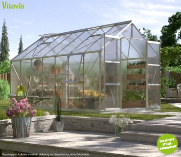 SET Vitavia Gewächshaus Jupiter 11500 4mm HKP 2,5x4,5 eloxiert + Fundamentsrahmen