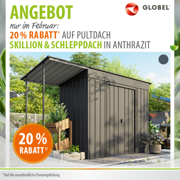 Globel Metall Gerätehaus Skillion 84 + Schleppdach BxTxH 325x124x199cm Anthrazit