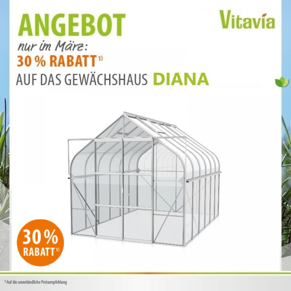Vitavia Gewächshaus Diana 6700 ESG Glas BxTxH 264x258x255cm 6,7m² Alu eloxiert