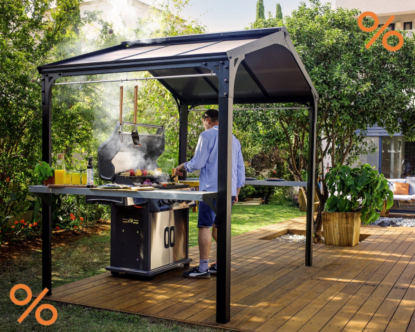 Palram-Canopia AUSTIN 2400 BBQ Grillpavillon 6mm HKP BxTxH 240x180x230cm Schwarz
