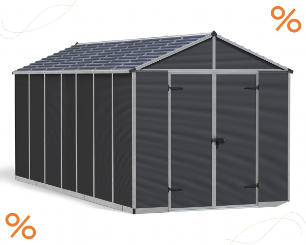 Palram-Canopia Gerätehaus RUBICON 8x17 BxT 237x528cm 12m² Polycarbonat 10mm grau