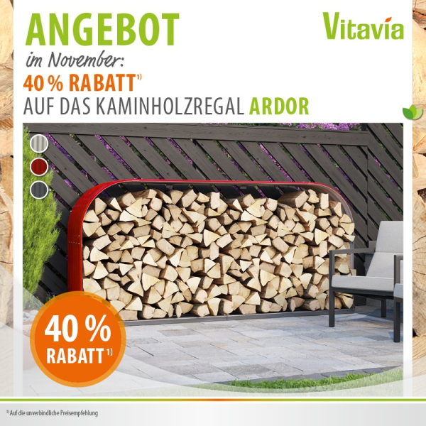 Vitavia Kaminholzregal Ardor 401 BxTxH 210x40x100cm QUER, Rubin