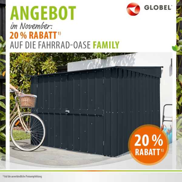 Globel Fahrradoase Family BxTxH 211x200x165cm 3,82m² Anthrazit