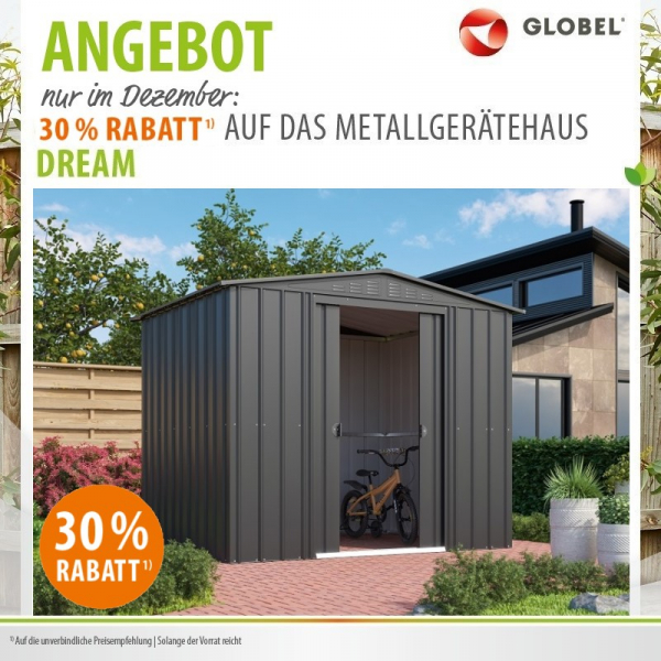 Globel Metall Gerätehaus Dream 86 BxTxH 245x185198cm 4,1m² Anthrazit