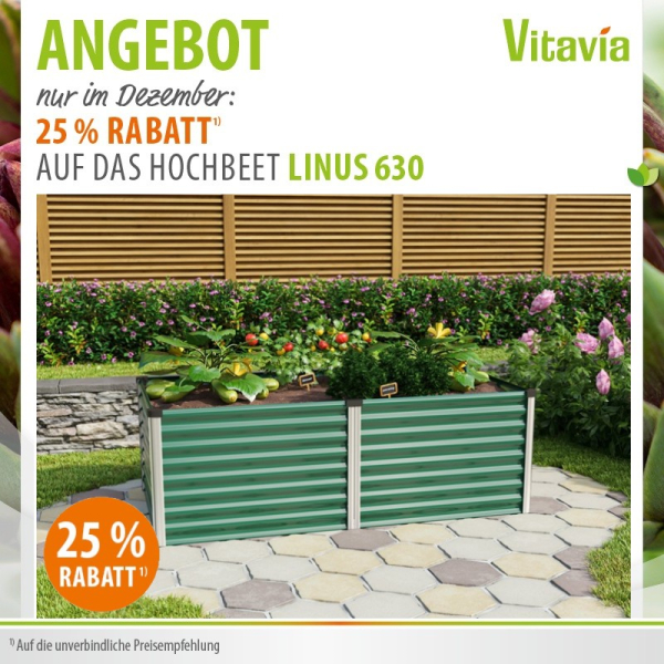 Vitavia Hochbeet Linus 630 BxTxH 96x188x63cm Zincalume® seegras/alu