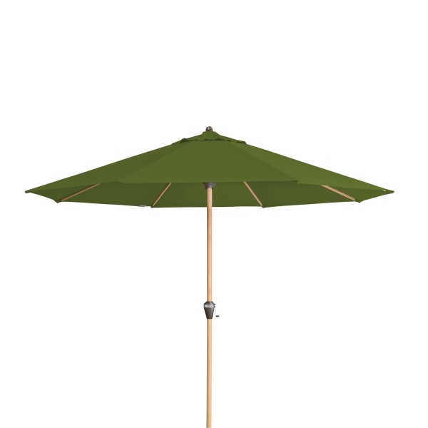 Doppler Kurbelschirm ALU WOOD Ultra 350cm Mast 48mm Holzoptik Kiwi Grün