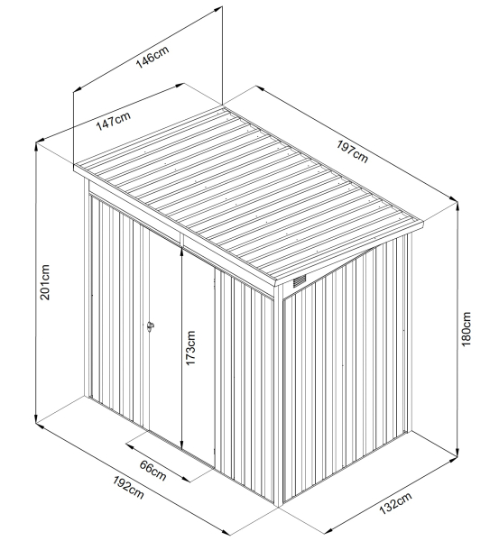 Premium Gerätehaus Skylight Plus 3㎡ L147xB197xH201cm Pultdach abschließbar GARDEN N MORE