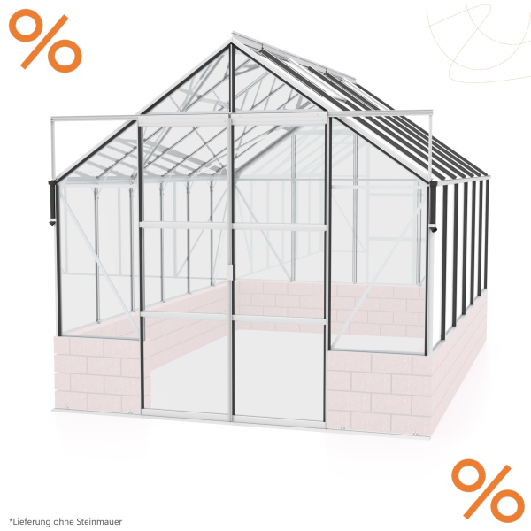 AKTION Vitavia Gewächshaus Cassandra 9900 BxT 257x385cm ESG Alu eloxiert, ohne Sockel