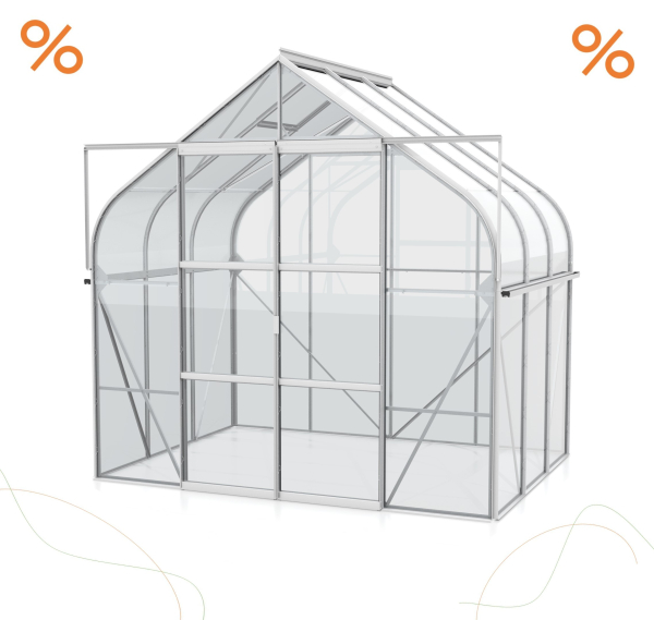 AKTION Gewächshaus Diana 5000 3mm ESG Glas BxTxH 264x195x255cm 5m² Alu eloxiert