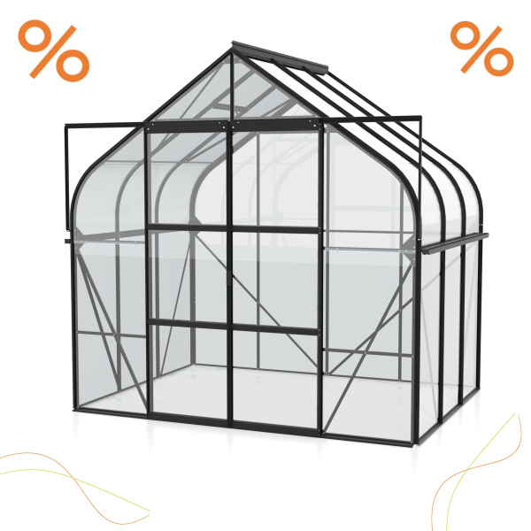 AKTION Gewächshaus Diana 5000 ESG Glas BxTxH 264x195x255cm 5m² Alu schwarz