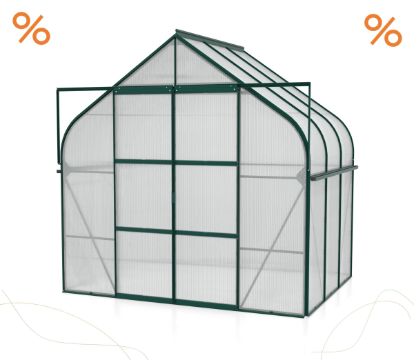 AKTION Gewächshaus Diana 5000 4mm HKP BxTxH 264x195x255cm 5m² Alu smaragd