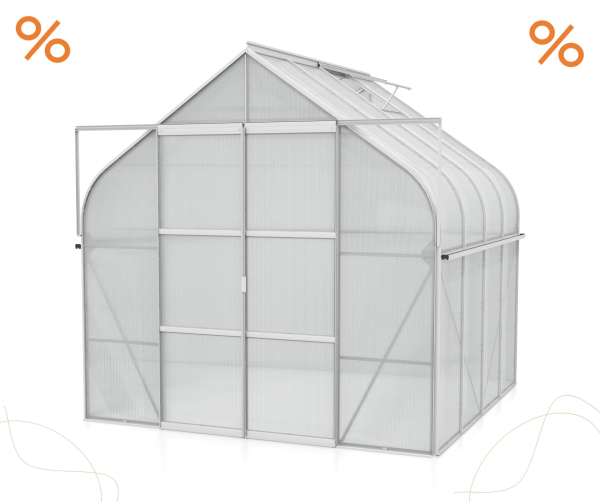 AKTION Gewächshaus Diana 6700 4mm HKP BxTxH 264x258x255cm 6,7m² Alu eloxiert