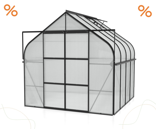 AKTION Gewächshaus Diana 6700 4mm HKP BxTxH 264x258x255cm 6,7m² Alu schwarz