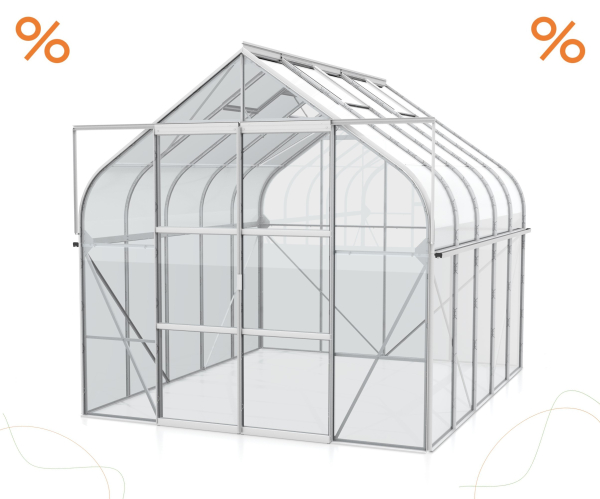AKTION Gewächshaus Diana 8300 ESG Glas BxTxH 264x321x255cm 8,3m² Alu eloxiert
