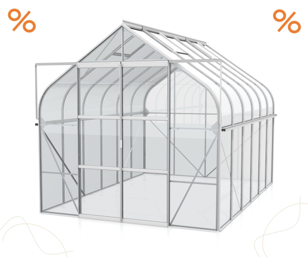 AKTION Gewächshaus Diana 9900 ESG Glas BxTxH 264x383x255cm 9,9m² Alu eloxiert