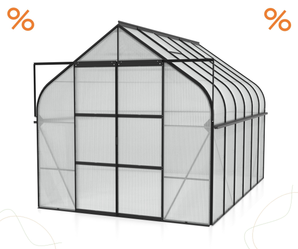 Vitavia Gewächshaus Diana 9900 4mm HKP BxTxH 264x383x255cm 9,9m² Alu schwarz