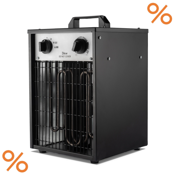 Pergart Elektroheizung CARINAE 3kW Luftumwälzung 280³/h Lüfter bis zu 40m³ Raum
