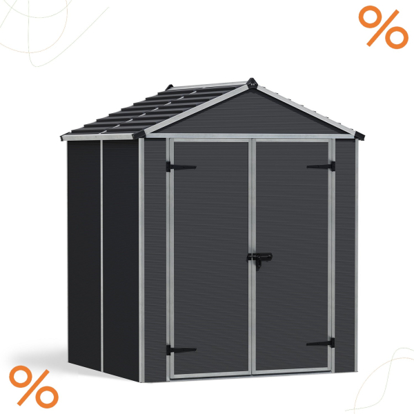 Palram-Canopia Gerätehaus RUBICON 6X5 BxT 185x154cm 2,8m² Polycarbonat 10mm grau