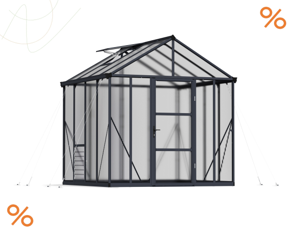 Palram-Canopia Alu Gewächshaus Glory 8x8 BxTxH 244x244x250cm 10mm HKP