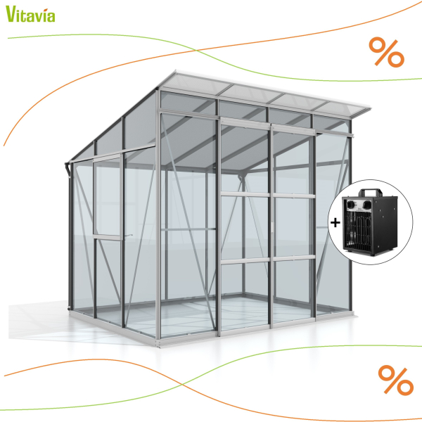 AKTION (+Heizung) Vitavia Gewächshaus Playa 5900 ESG/HKP eloxiert inkl. Fundamentsrahmen