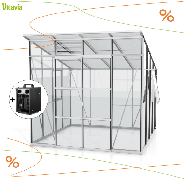 AKTION (+Heizung) Vitavia Gewächshaus Playa 7600 ESG/HKP eloxiert inkl. Fundamentsrahmen