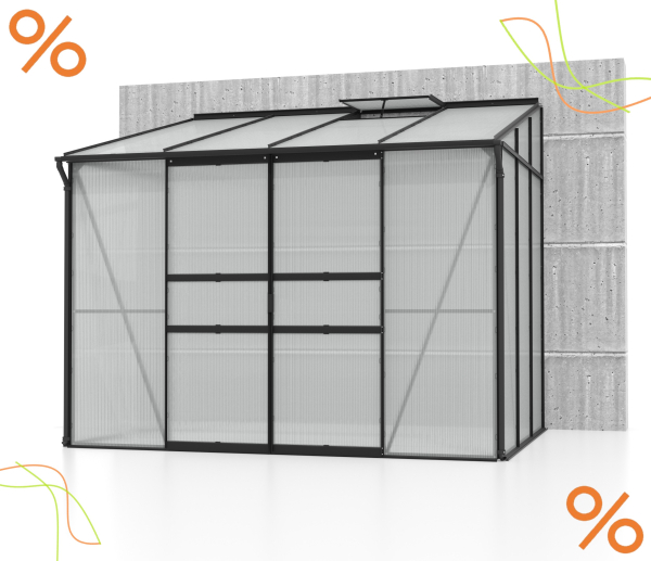 AKTION Vitavia Anlehngewächshaus Ida 5200 BxT 262x201cm 5,2m² 4mm HKP Alu schwarz