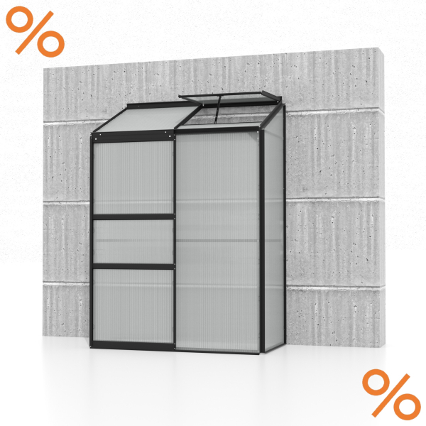 AKTION Vitavia Anlehngewächshaus Ida 900 BxT 131x69cm 0,9m² 4mm HKP Alu schwarz