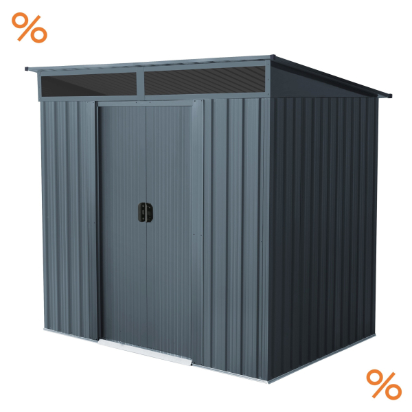 Pergart Metall Gerätehaus Lüttich 65 BxTxH 184x139x180cm 3m² Anthrazit