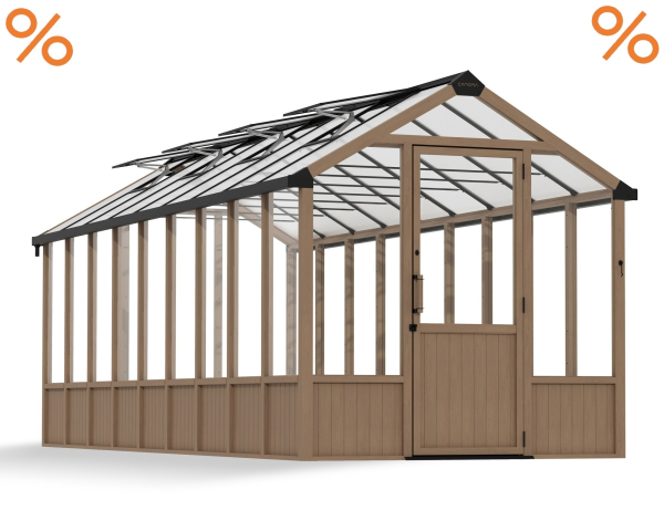 NEUHEIT Palram-Canopia Gewächshaus Natura Cedar 8X20 249x637cm Zedernholz Polycarbonat