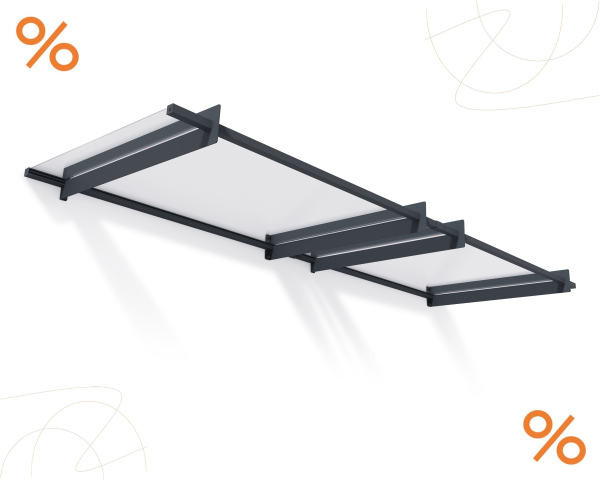 Palram-Canopia Tür Vordach NANCY 3000 LxTxH 301x94x14cm Grau 4mm Acryl klar