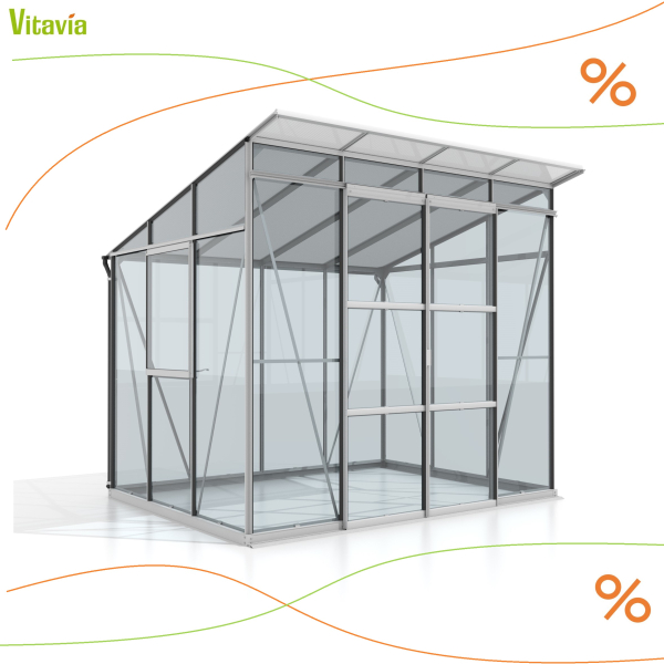 Vitavia Gewächshaus Playa 5900 ESG/HKP 230x258cm Alu eloxiert + Fundamentsrahmen