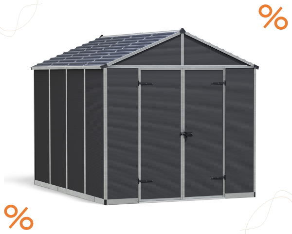 Palram-Canopia Gerätehaus RUBICON 8X10 BxT 237x304cm 7,2m² Polycarbonat 10mm grau