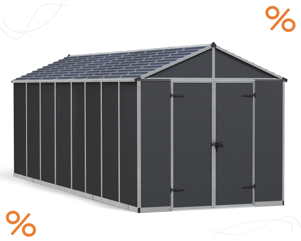 Palram-Canopia Gerätehaus RUBICON 8x20 BxT 237x602cm 13,7m² Polycarbonat 10mm grau