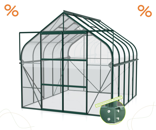 SET Vitavia Gewächshaus Diana 8300 ESG BxT 264x321cm smaragd + Fundamentsrahmen