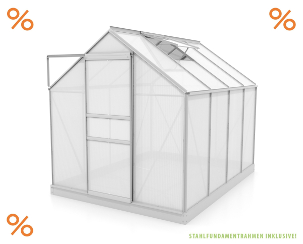 SPARSET Vitavia Gewächshaus Venus 5000 195x257 4mm HKP eloxiert Fundamentsrahmen