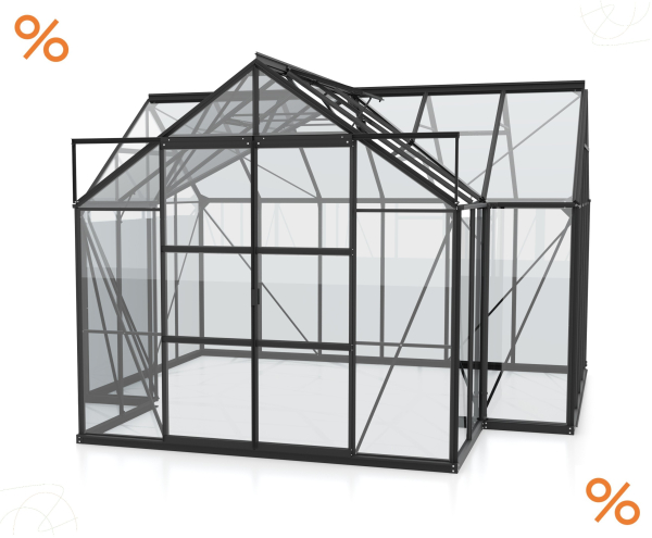 Vitavia Gewächshaus Sirius 383x383cm 13m² ESG Glas inkl.Fundament Alu schwarz