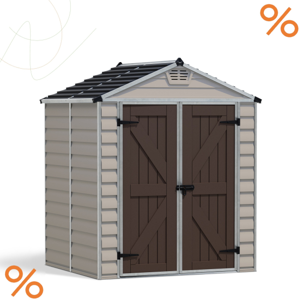 Palram-Canopia Gerätehaus SKYLIGHT 6x5 (185x154cm) Polycarbonat Tan (Beige/Braun)
