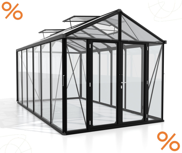 AKTION Vitavia Gewächshaus Zeus Comfort 11900 ESG/HKP 258x465cm schwarz