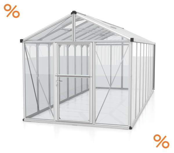 Vitavia Premium Gewächshaus Zeus 15700 BxT 258x614cm Glas ESG/HKP Alu eloxiert