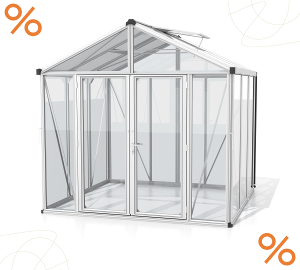 AKTION Vitavia Gewächshaus Zeus Comfort 6200 ESG/HKP BxT 258x242cm 6,2m² Alu eloxiert