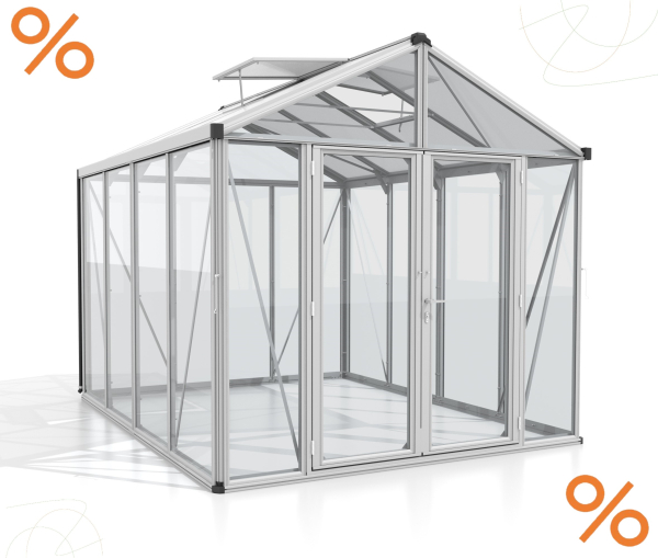 AKTION Vitavia Gewächshaus Zeus Comfort 8100 ESH/HKP 258x316cm eloxiert