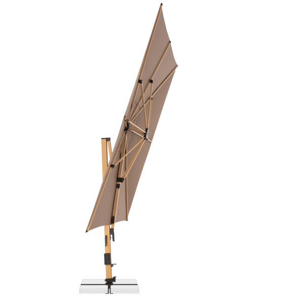 Doppler Premium Pendelschirm ALU WOOD XL ULTRA 400x300cm LED Greige