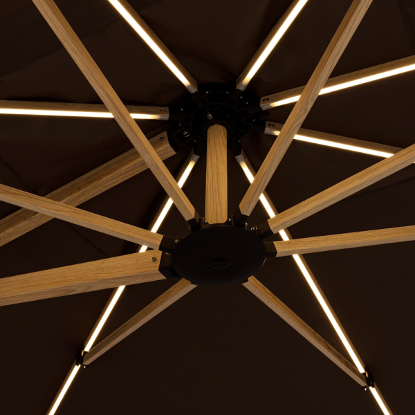 Doppler Premium Pendelschirm ALU WOOD XL ULTRA 400x300cm LED Greige