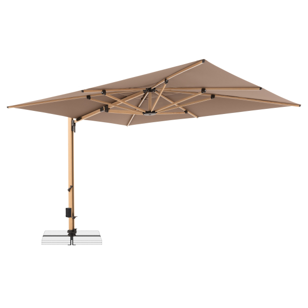 Doppler Premium Pendelschirm ALU WOOD XL ULTRA 400x300cm LED Greige