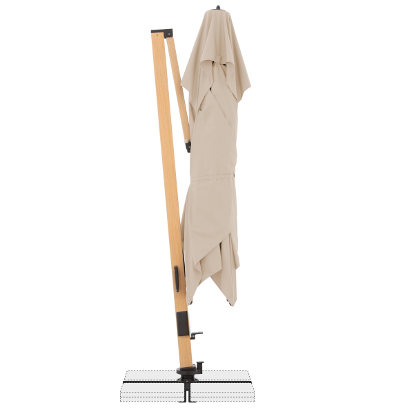 Doppler Premium LED Pendelschirm ALU WOOD XL ULTRA 400x300cm Natur
