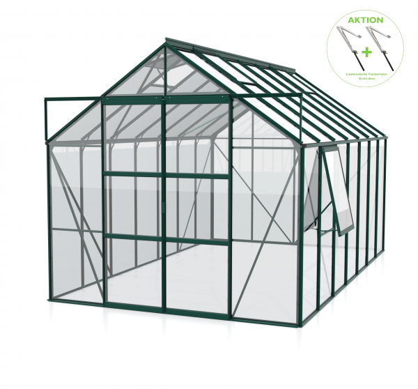 AKTION Vitavia Gewächshaus Jupiter 11500 257x445 ESG Glas Alu smaragd + 2 Dachlüfter gratis