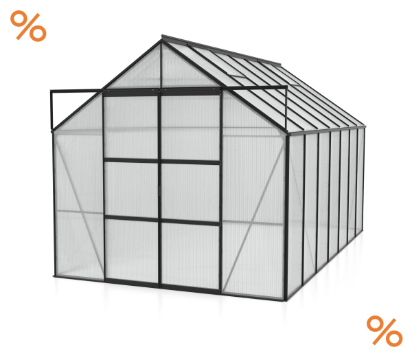 Vitavia Hohes Gewächshaus Uranus 11500 BxTxH 257x445x248cm 4mm HKP Alu schwarz