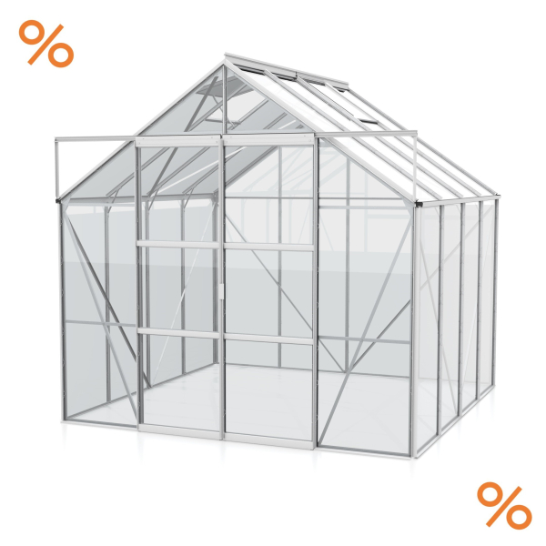 Vitavia Hohes Gewächshaus Uranus 6700 BxTxH 257x258x248cm ESG Glas 6,7m² Alu eloxiert