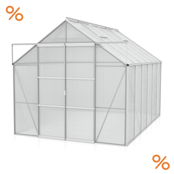 Vitavia Hohes Gewächshaus Uranus 9900 BxTxH 257x383x248cm 6mm HKP 9,9m² Alu eloxiert